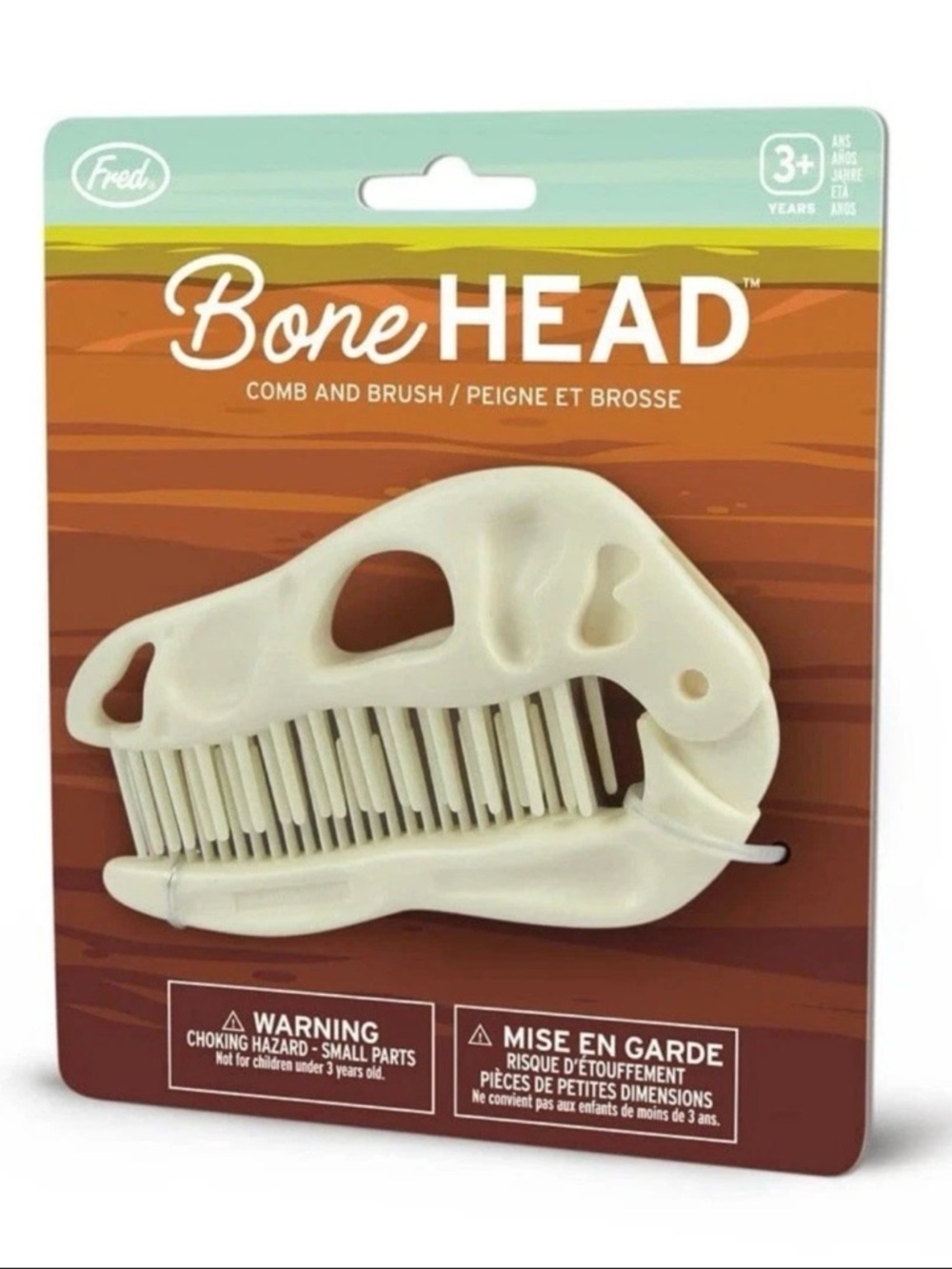Fred BoneHEAD Dinosaur Skull Comb & Brush - Cream White